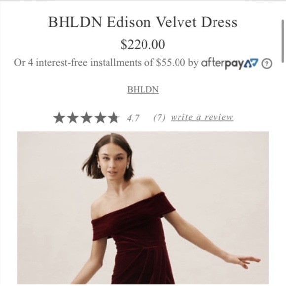 BHLDN Edison Burgundy Velvet Dress Off Shoulder Luxe Evening Formal SZ US 4 NWOT - Picture 3 of 16